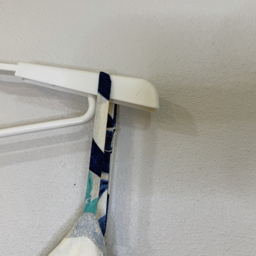 1 State Maxi Dress Womens Size Large Blue Floral Linen Blend Open Back High Slit - Picture 3 of 14